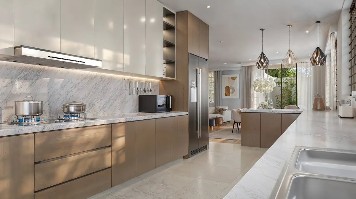 Modern galley kitchen visualised with INUUA AI