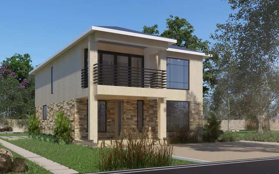 Two-storey INUUA design with stone cladding